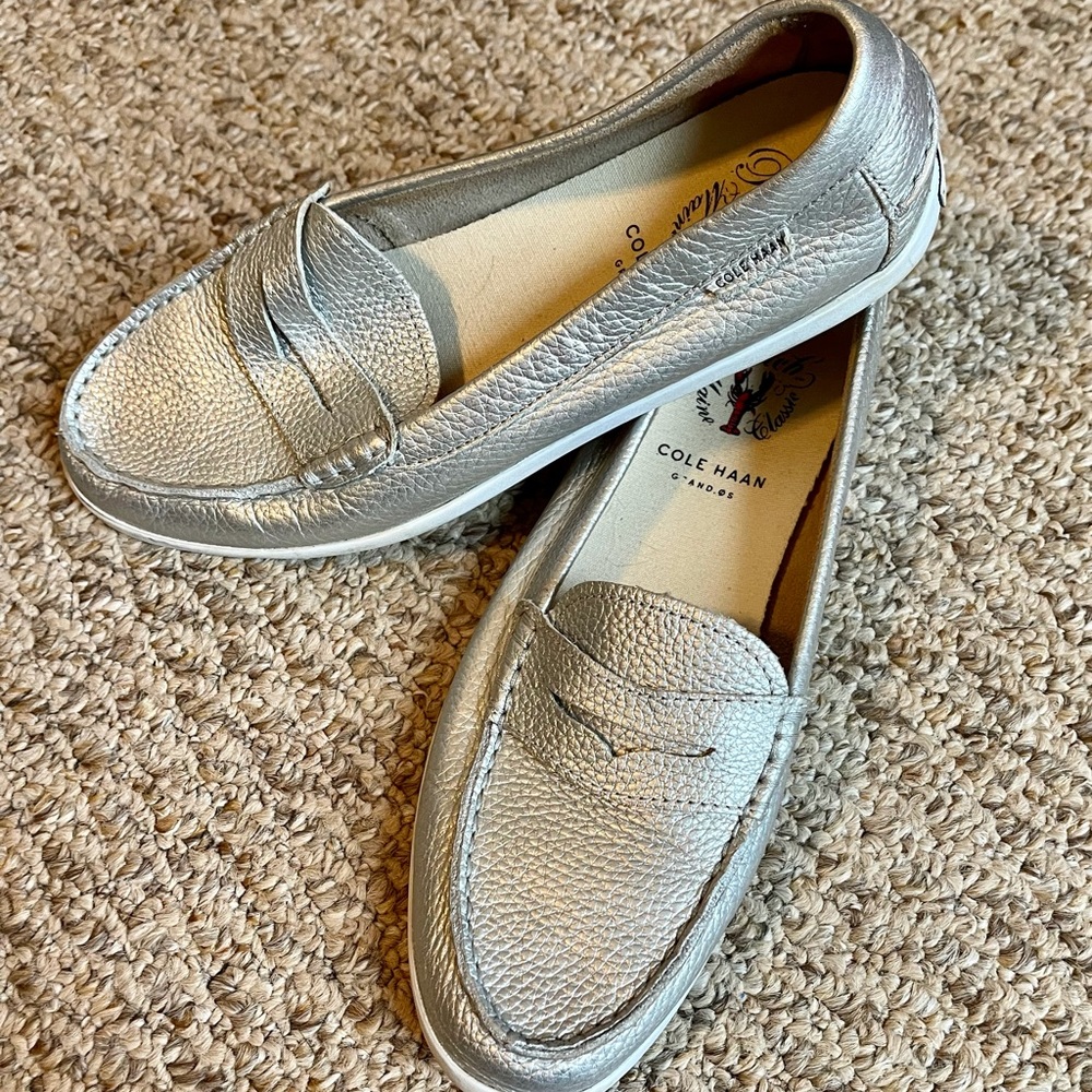 Cole Haan Pinch Maine Classic Silver Loafers